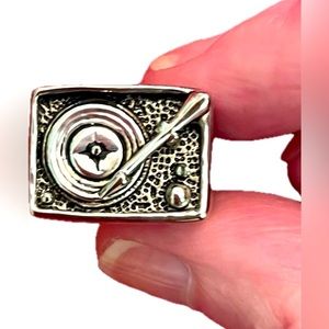 Handcrafted Silver DJ Turntable Vinyl Record Player Music Ring • HTF